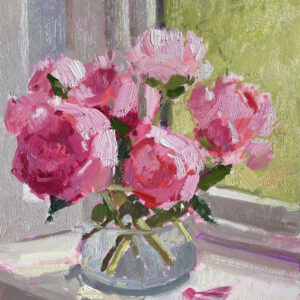 Clare Bowen - Pink Peonies in Glass Vase