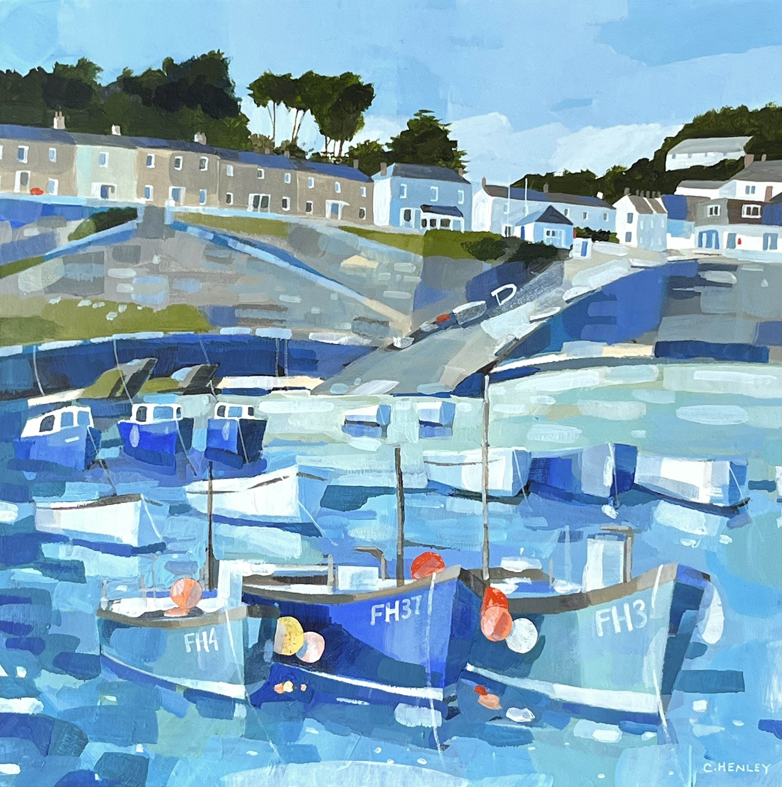 Claire Henley - Moored Boats, Portscatho